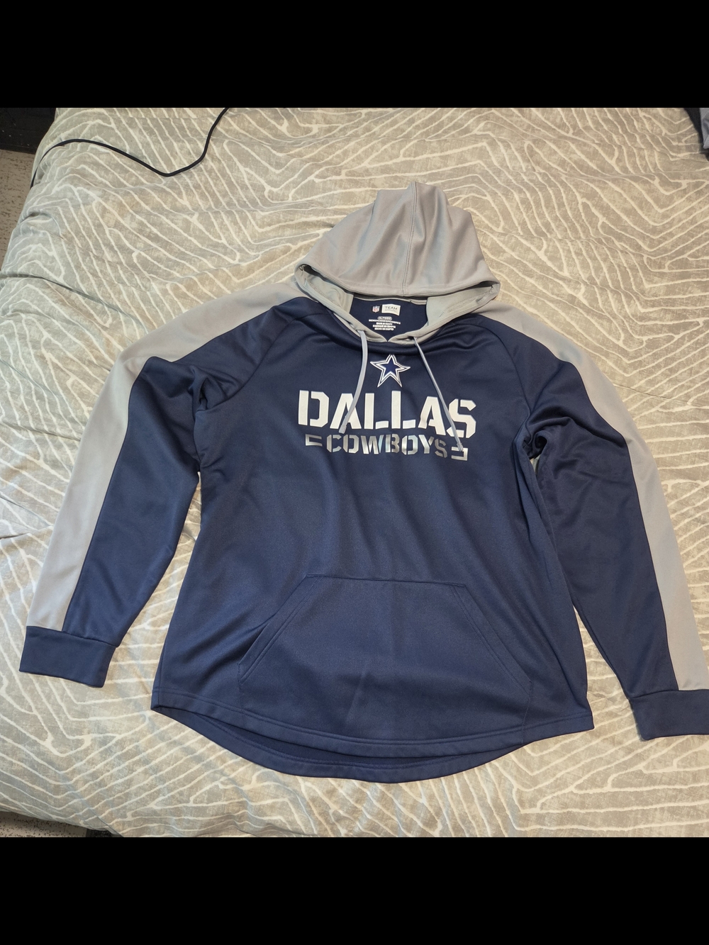 Dallas Cowboys NFL Team Apparel Hoodie Navy Blue & Gray Men's XL - No Peeling!